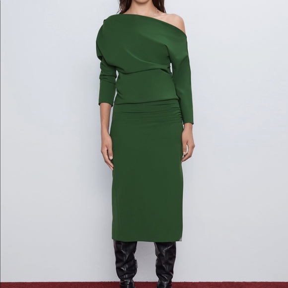 zara green ruched top